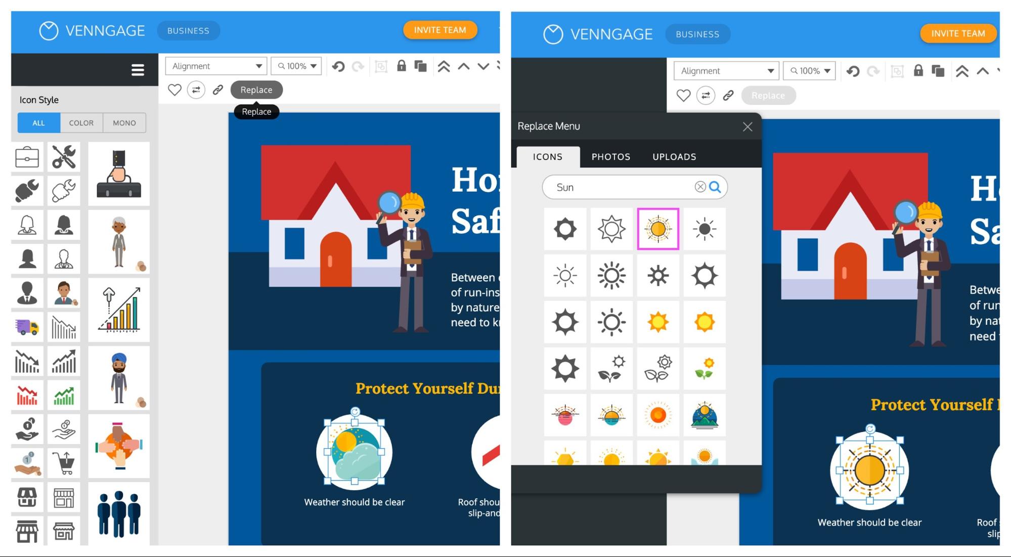 Venngage vs Visme Venngage Icon Swap