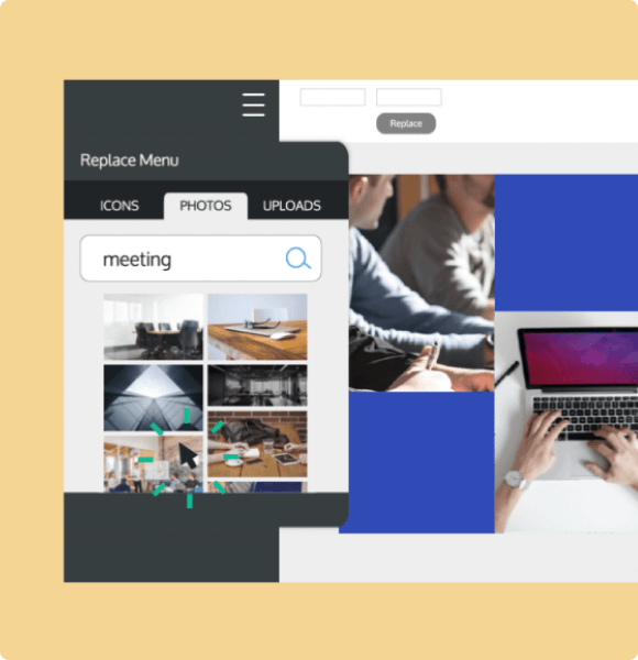 Upload and save your own images to our free menu creator