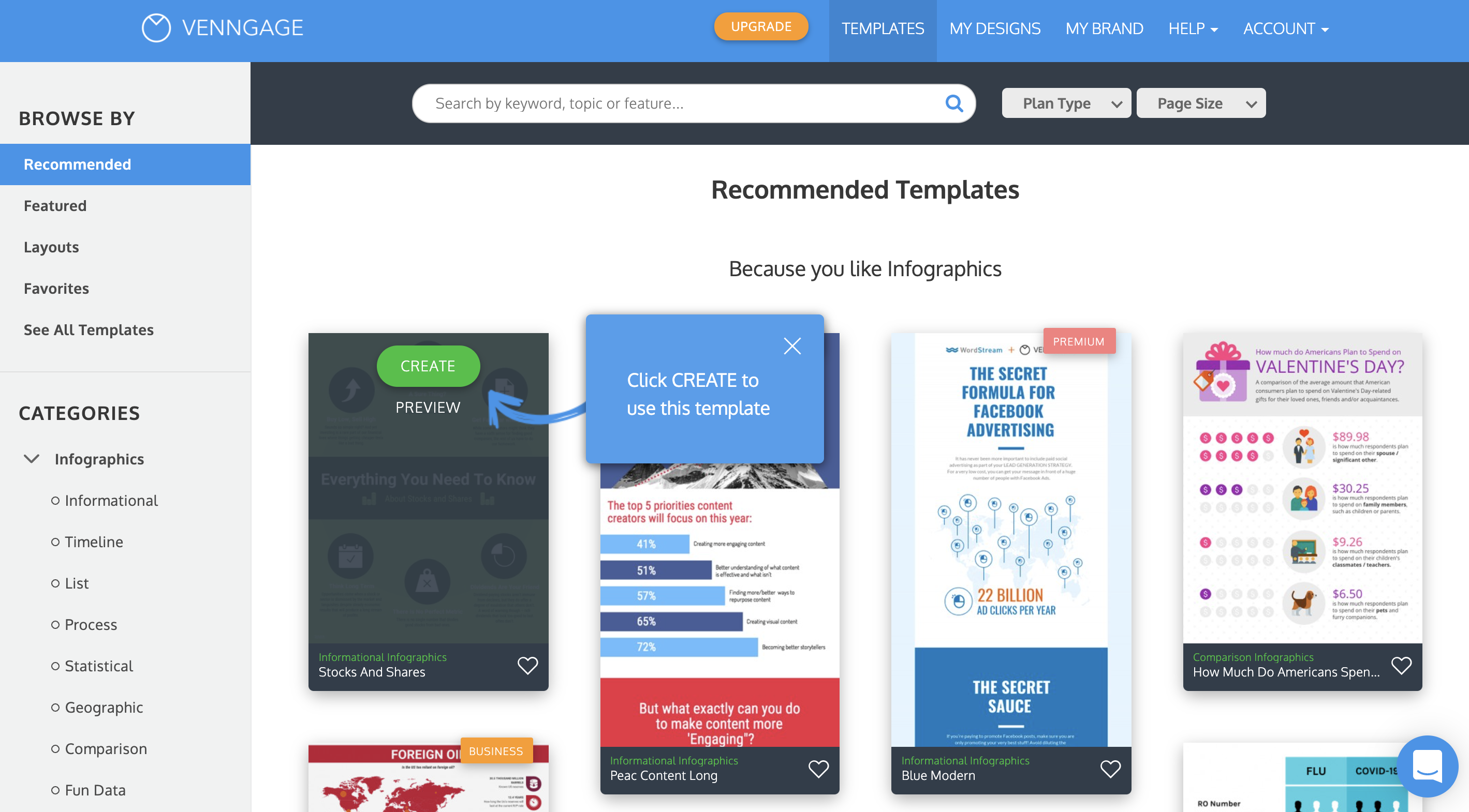 Canva vs Venngage getting started Venngage Onboarding - Templates